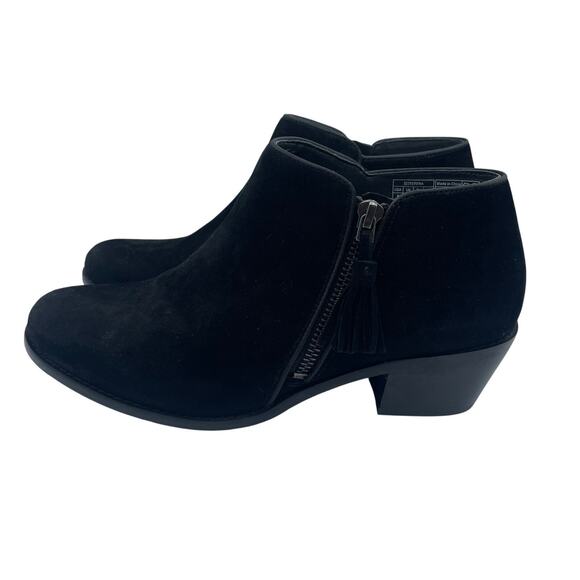 Vionic Joy Serena Bootie Ankle Boot Zipper Black Suede Heel Casual Womens 8 - Picture 1 of 8